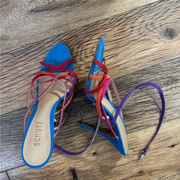 Schutz Multicolor Strappy Stiletto Heels | Ankle Wrap